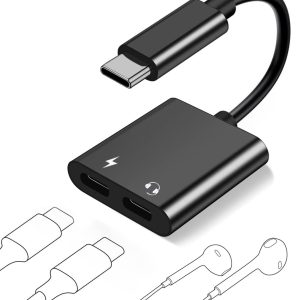 RUWEL USB-C to Dual Type-C Headphone Audio & Charge Adapter USB C 60W PD Fast Charging