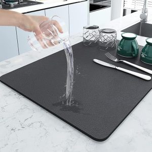 PANCA Dish Drying Kitchen Mat | Large Water Absorbent Utensil Drying Rack Mat