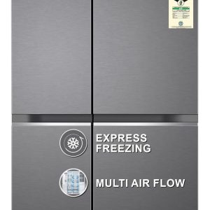 LG 655 L, 3 Star, Frost-Free Smart Inverter Double Door Side-By-Side Refrigerator (GL-B257HDSY, Dazzle Steel, Smart Diagnosis, Express Freeze | Multi Air-Flow)